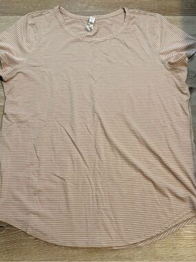 Lululemon Short Sleeve Striped Tee in Blush